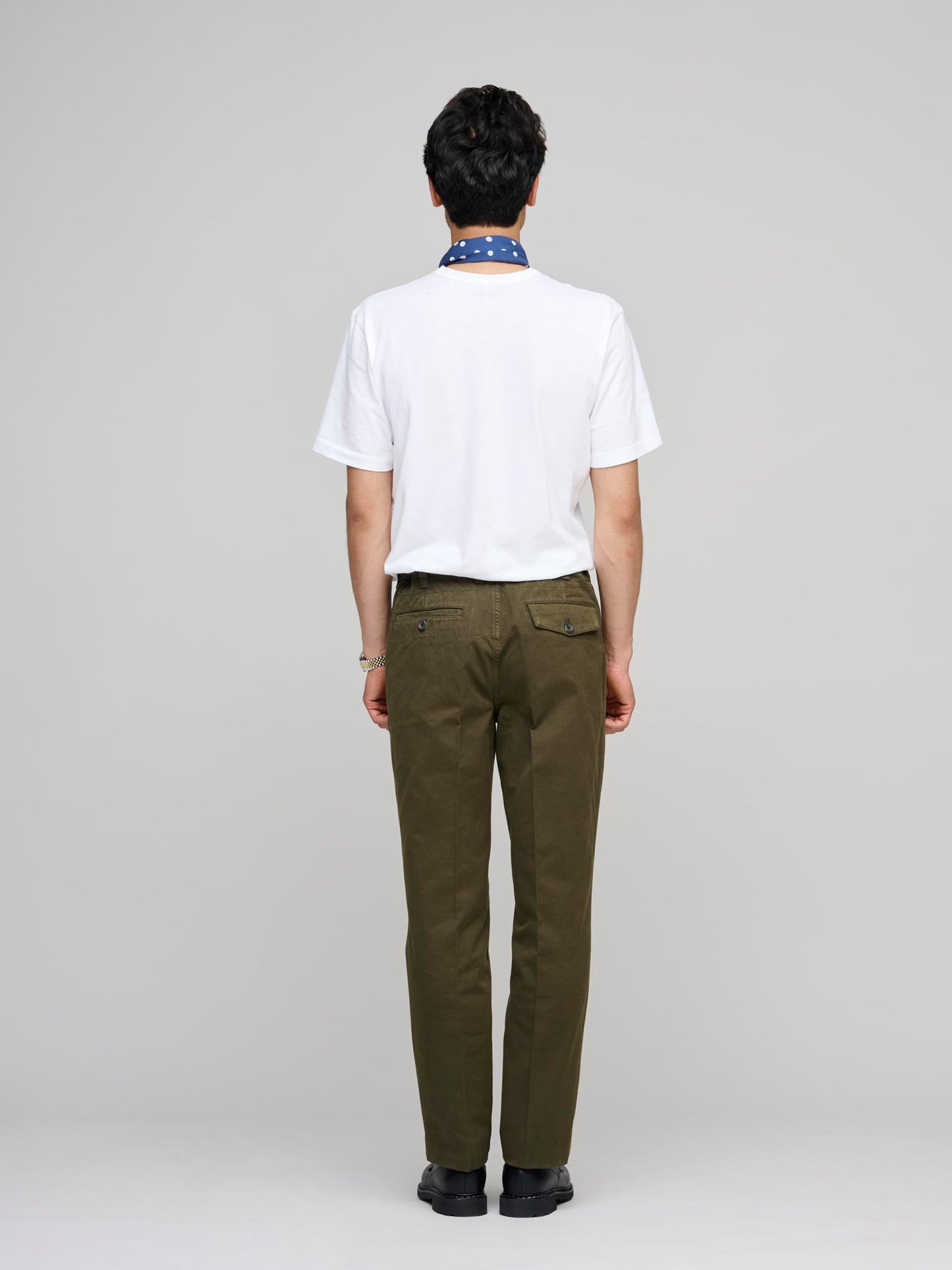 Textured Cotton Flat Front Chino, Olive