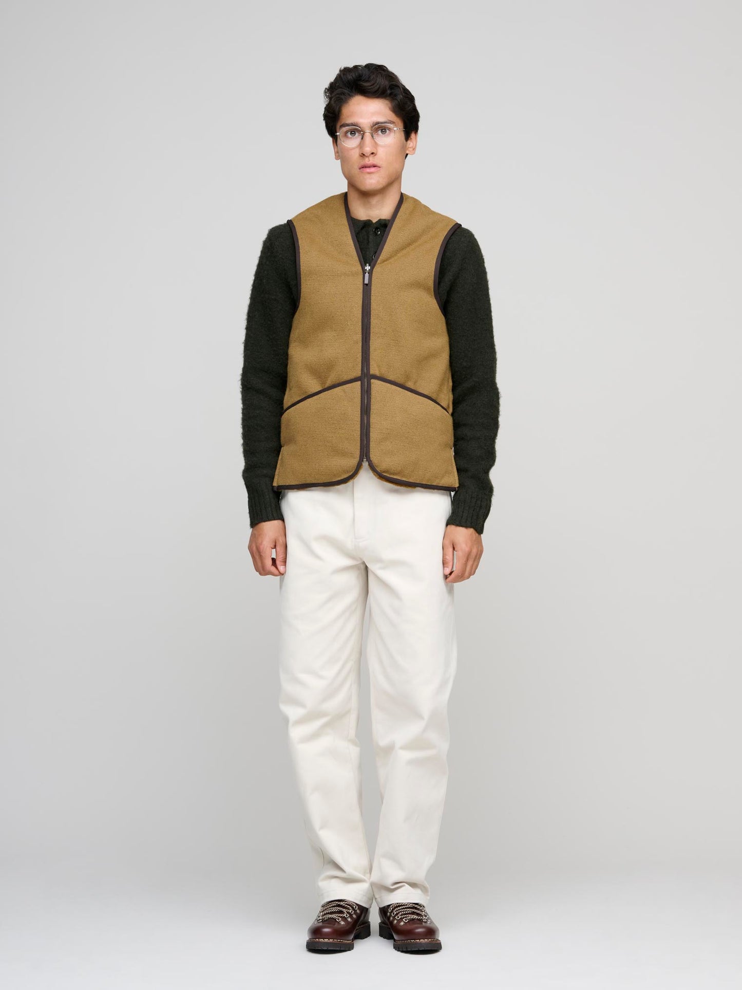 Warm Pile Waistcoat Zip-in Liner, Brown