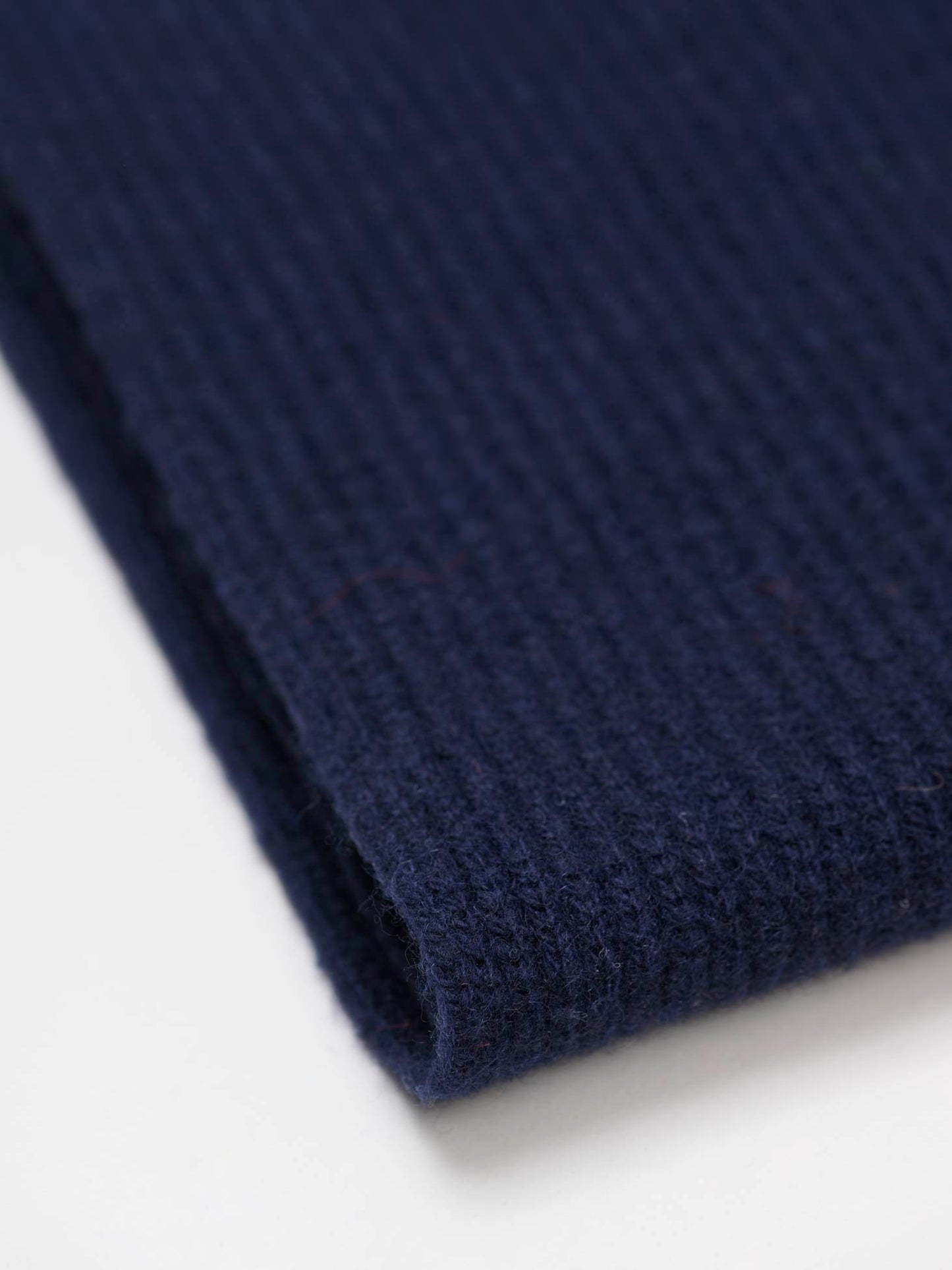 Recycled Cashmere Ribbed Scarf, Navy