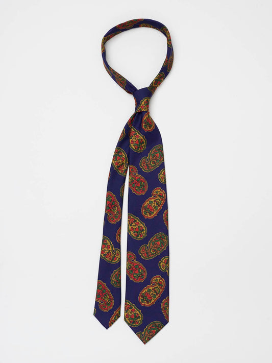 Silk Self Tipped Tie Large Paisley Print , Purple
