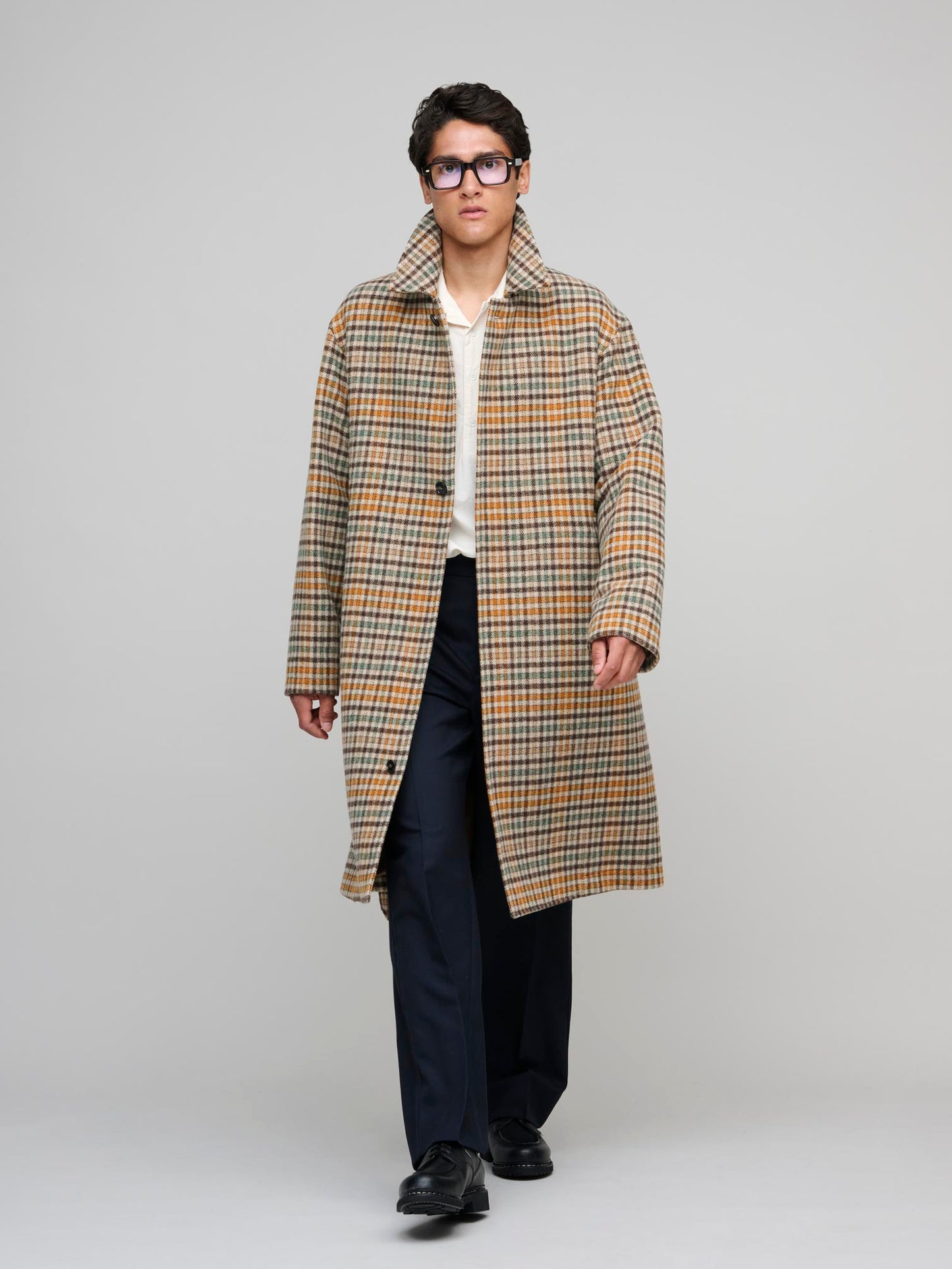 Milan Wool Coat, Beige Check
