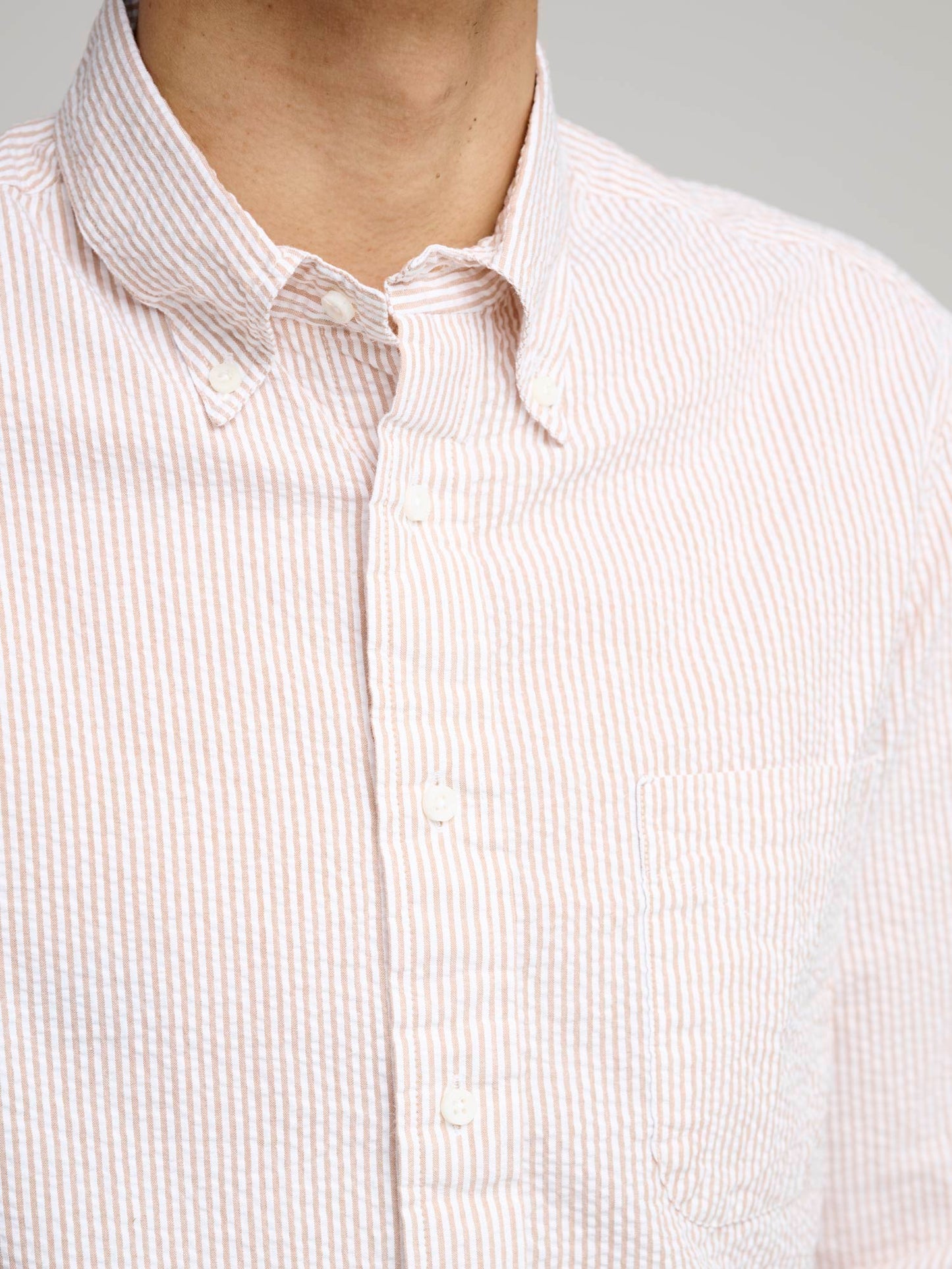 Yarn-Dyed Seersucker Shirt, Brown