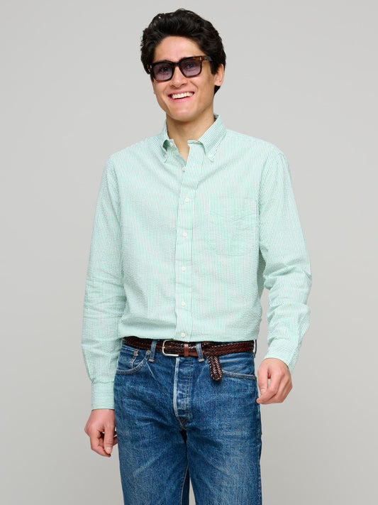 Yarn-Dyed Seersucker Shirt, Mint