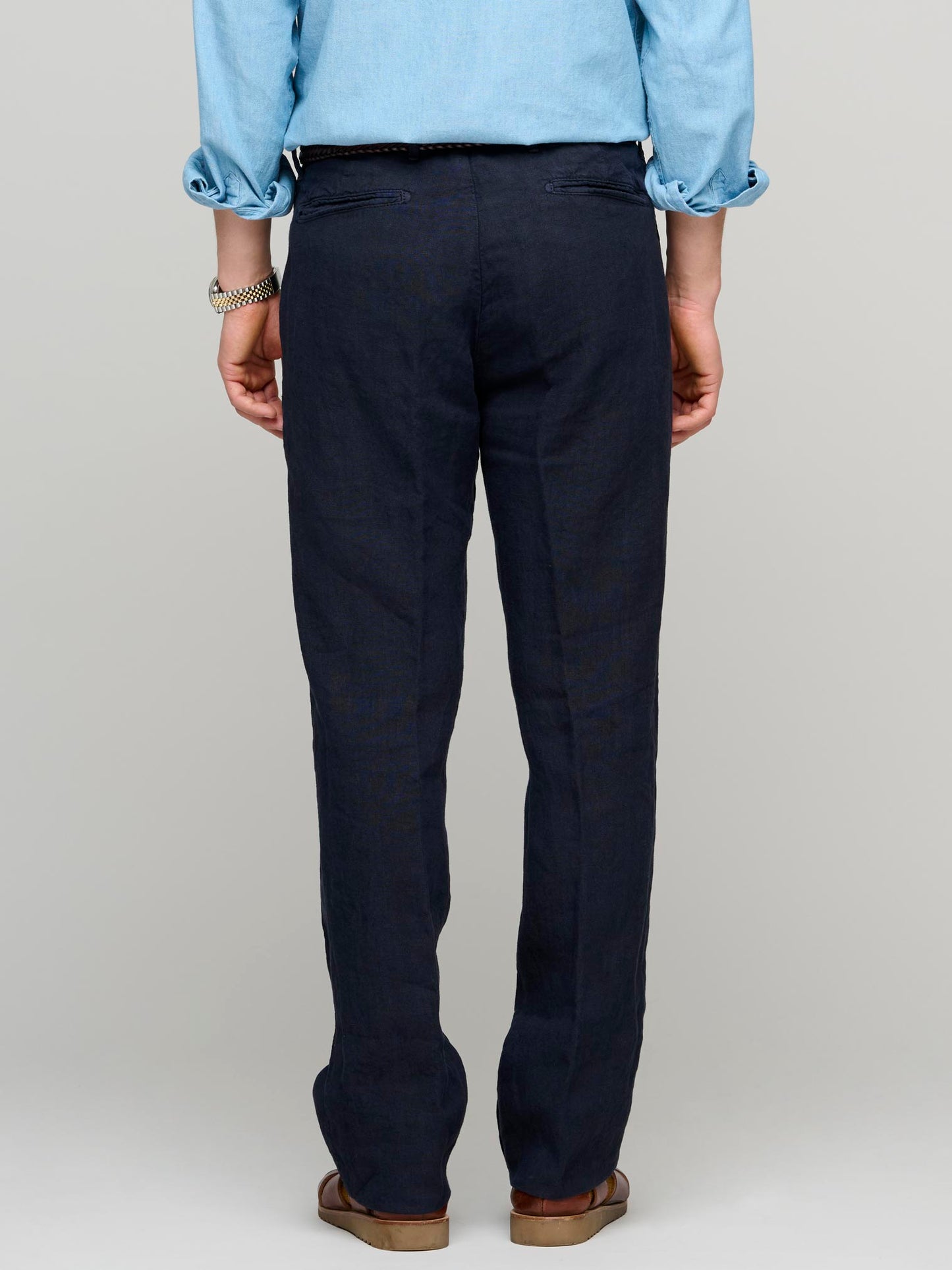 Albora Linen Trousers, Navy Blue