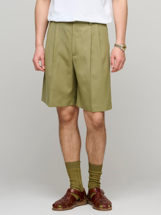 Light Wool Max Gabardine Shorts, Khaki