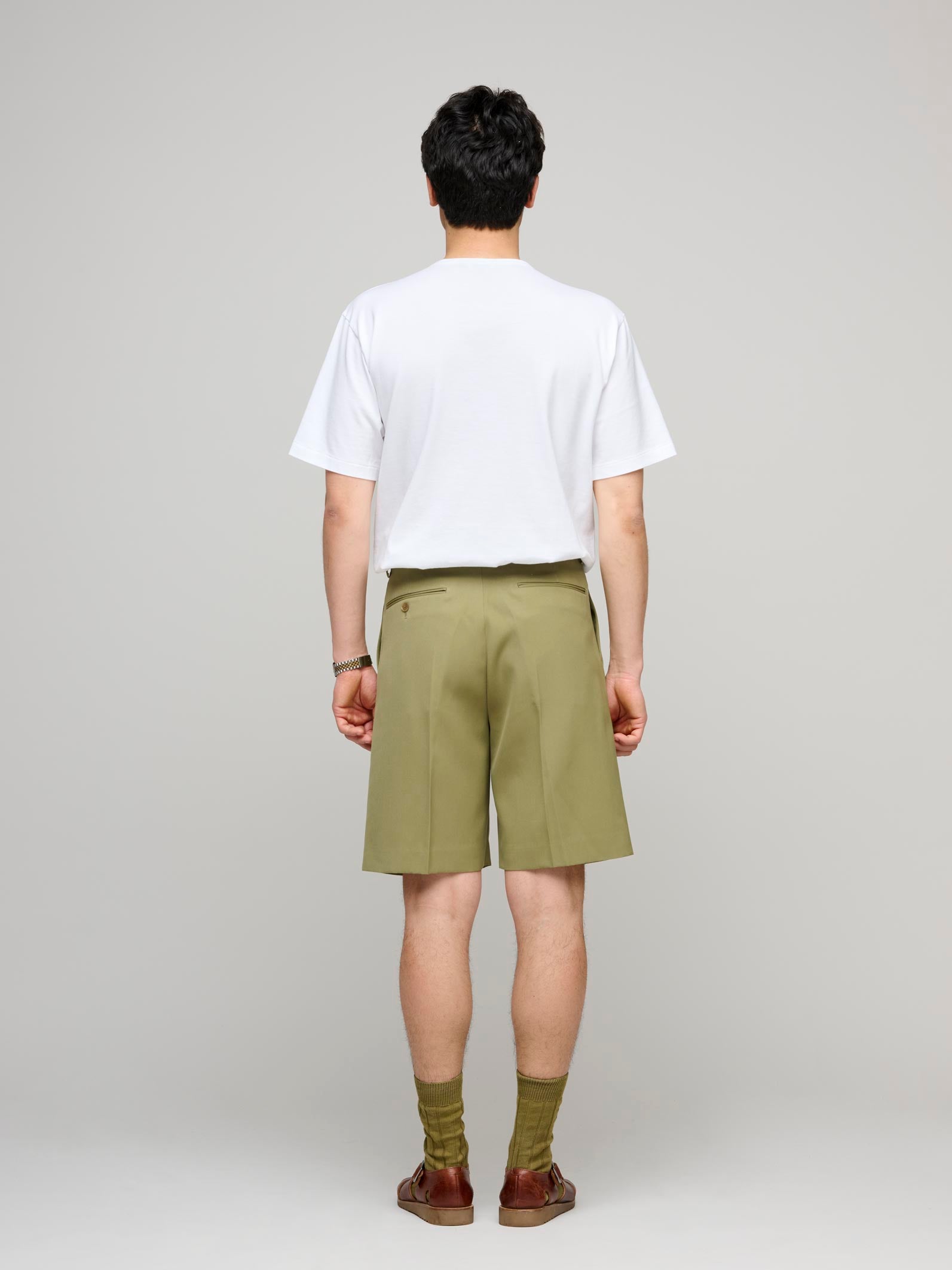 Light Wool Max Gabardine Shorts, Khaki