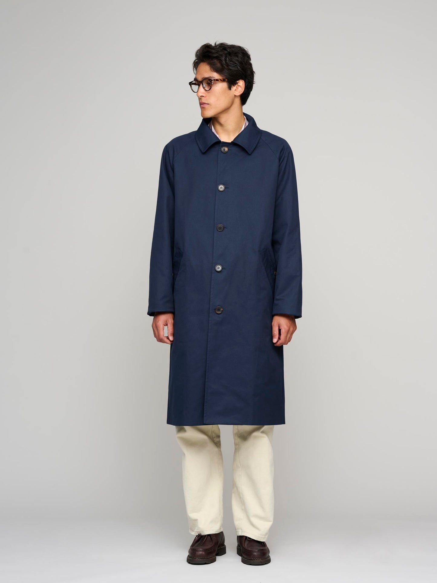 Raglan Cotton Coat, Navy