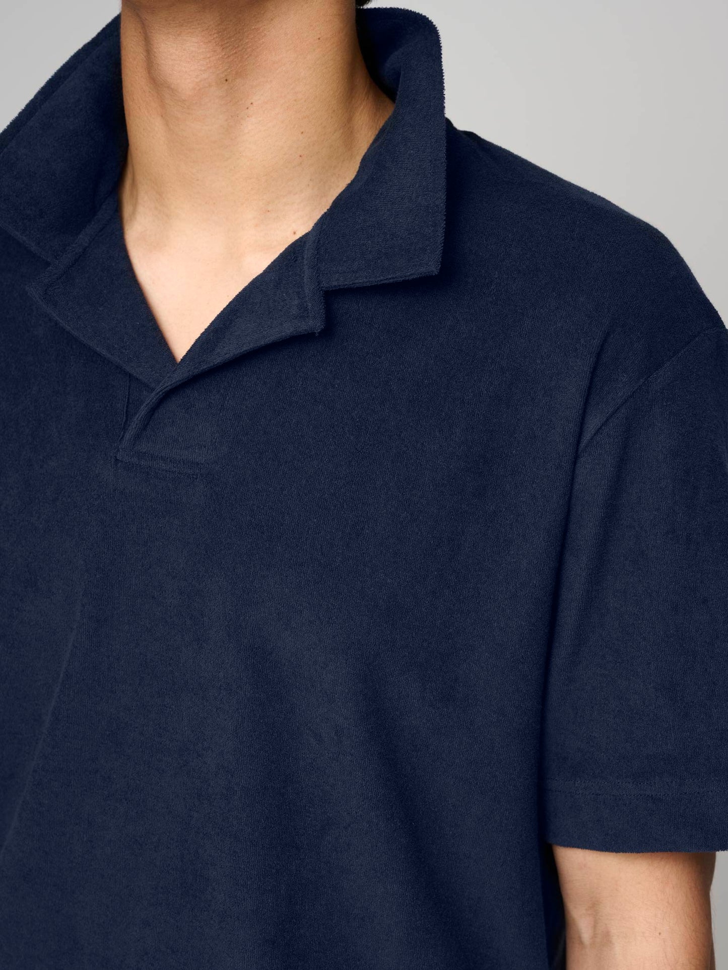 Towelling Polo, Navy