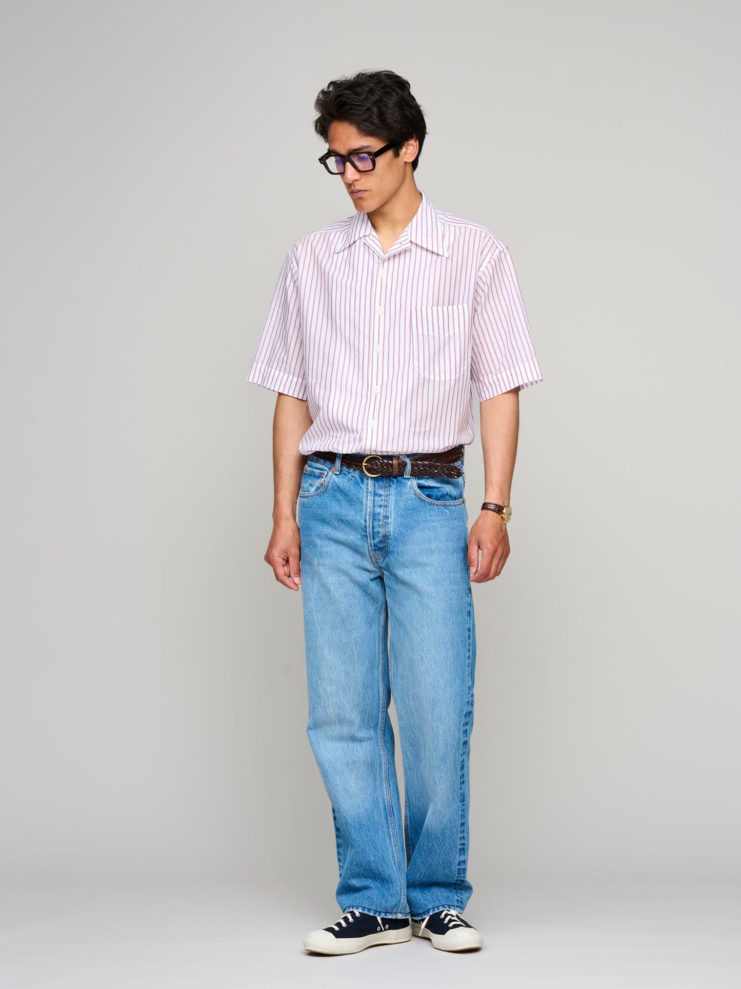 Come Up To The Camp Shirt Parachute Voile, Magenta & Cream Stripe