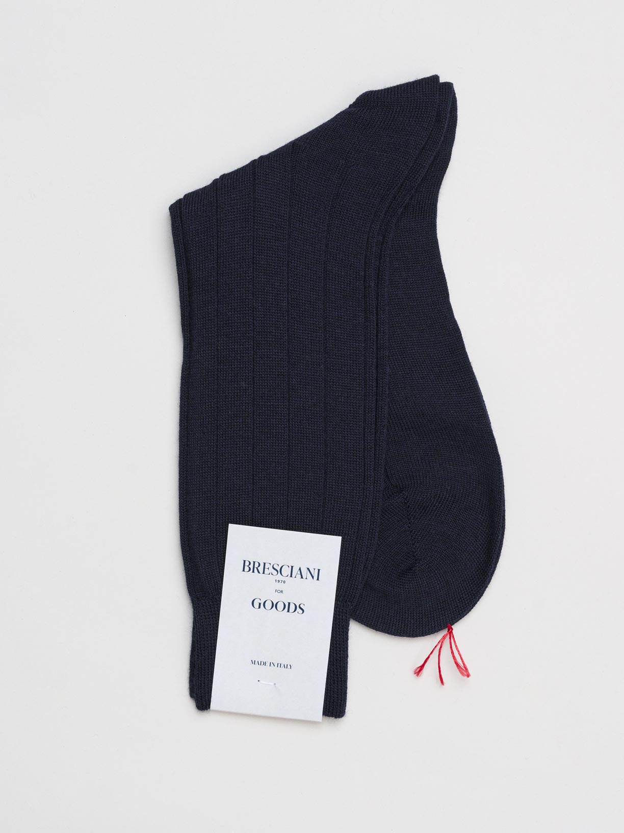 Fine Ribbed Wool Socks, Navy