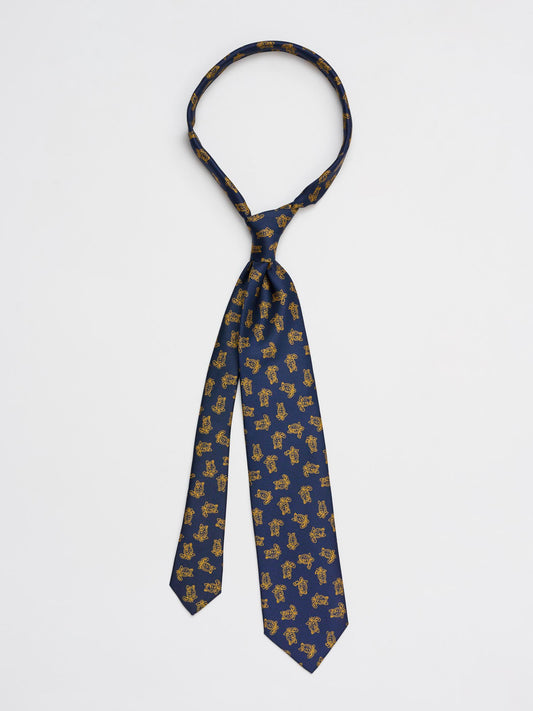 Mini Turtle Silk Tie, Navy
