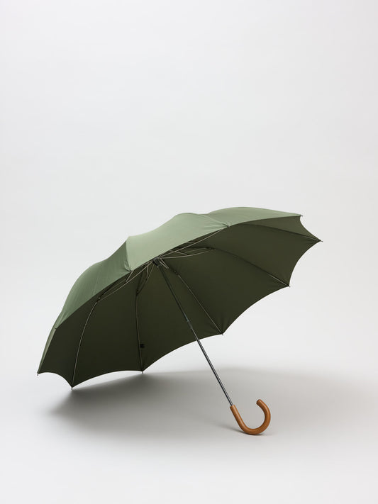 Premium Nylon Telescopic Umbrella w. Malacca Handle, Olive