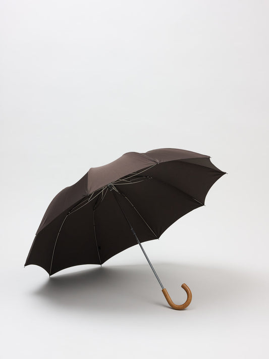 Premium Nylon Telescopic Umbrella w. Malacca Handle, Brown