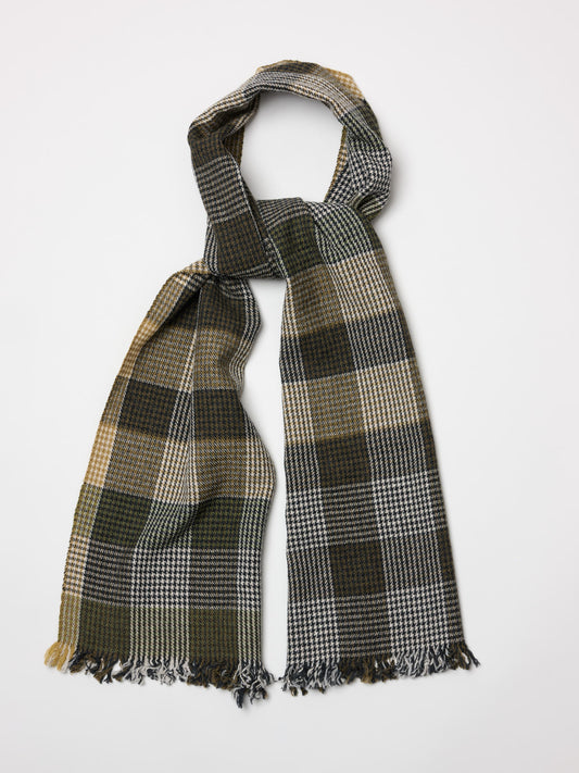 Puppytooth Overcheck Scarf Lambswool, Khaki & Black