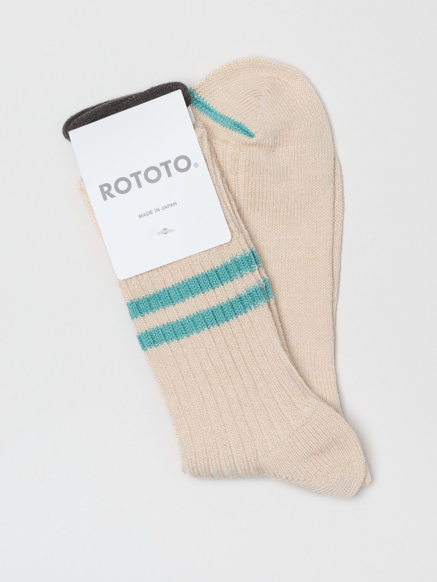 Hemp Organic Cotton Stripe, White Sand/Turquoise