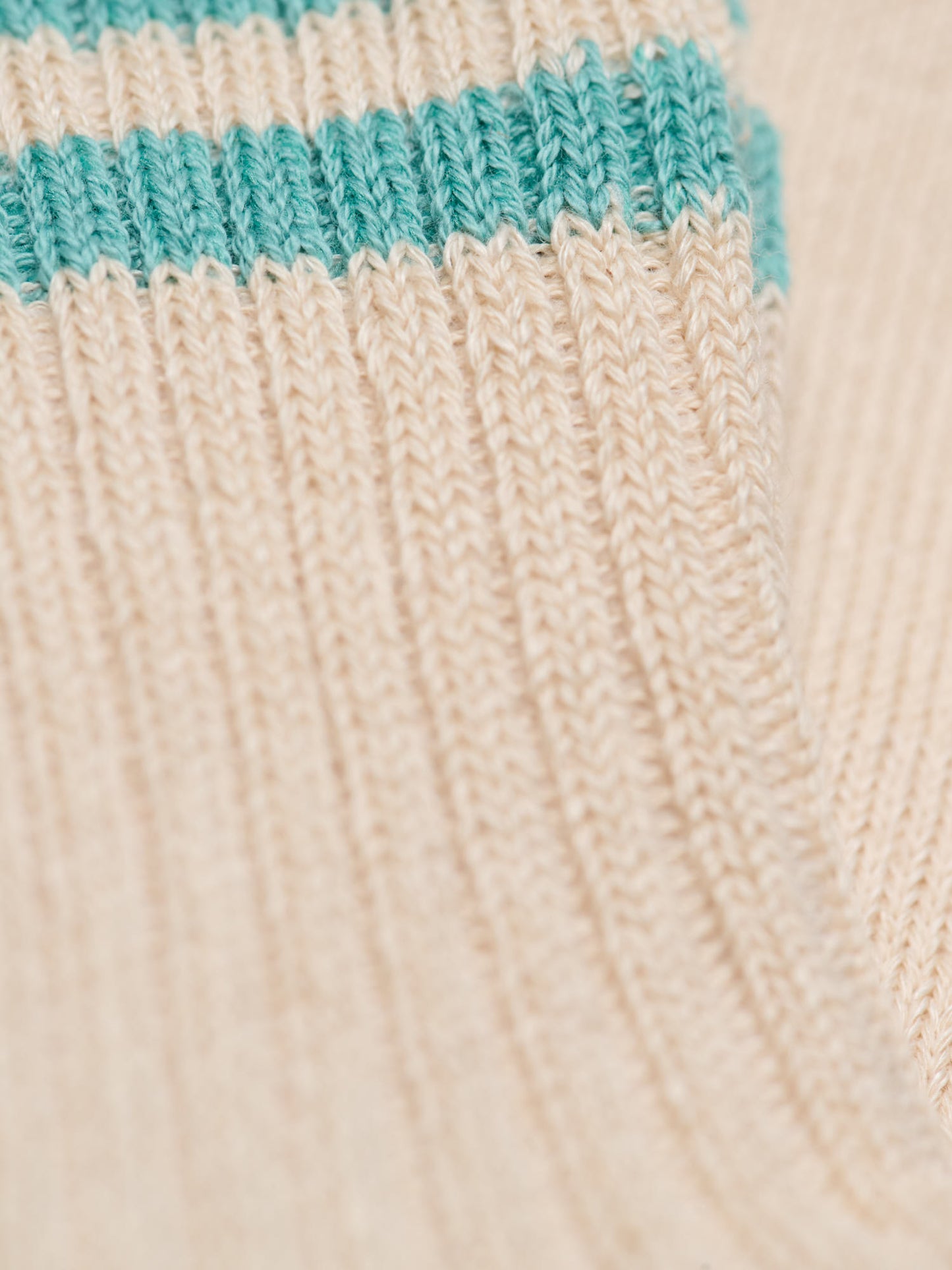 Hemp Organic Cotton Stripe, White Sand/Turquoise