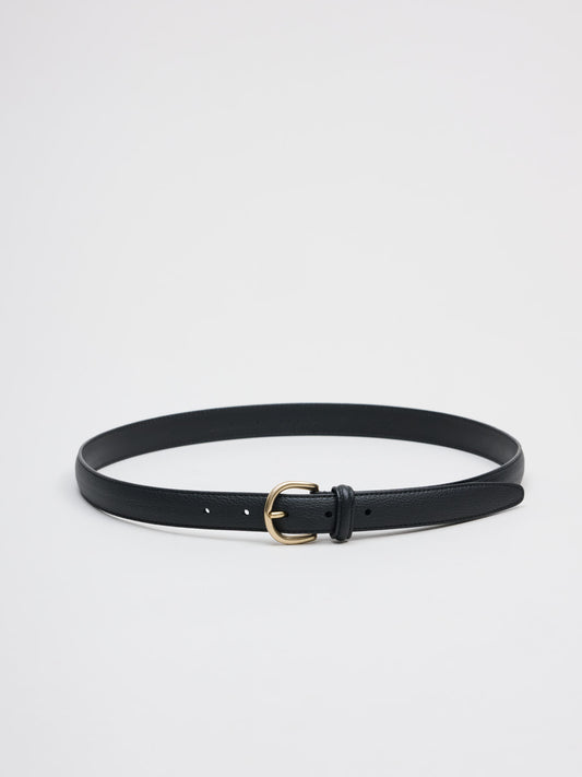 GOODS Special Round Buckle Leather Belt, Black
