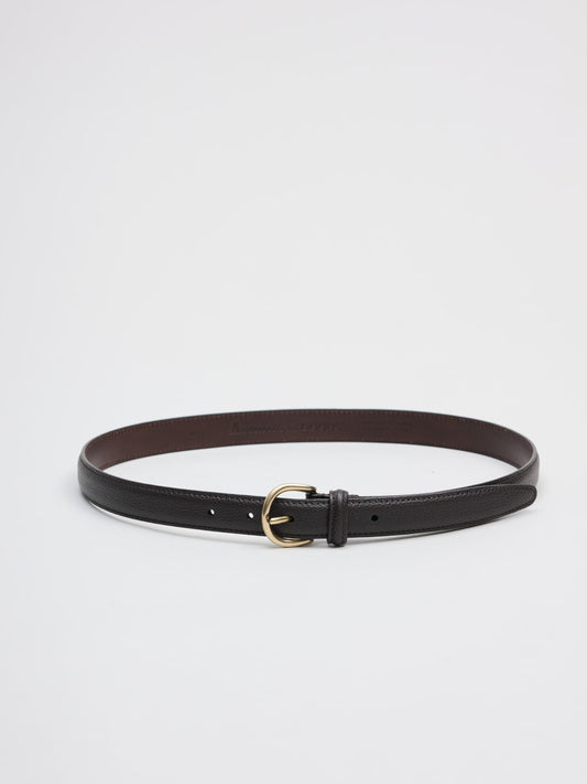 GOODS Special Round Buckle Leather Belt, Dark Brown