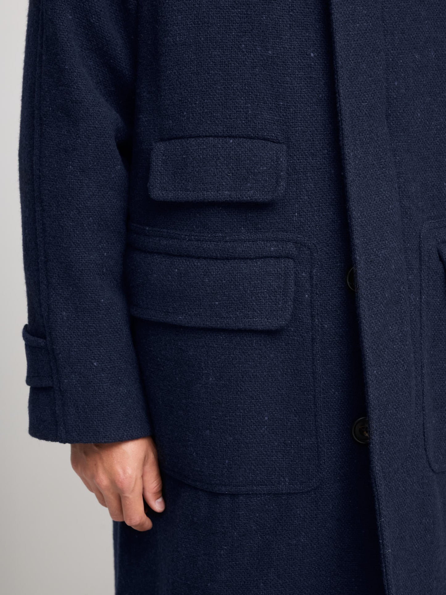 Donegal Wool Raglan Coat, Navy