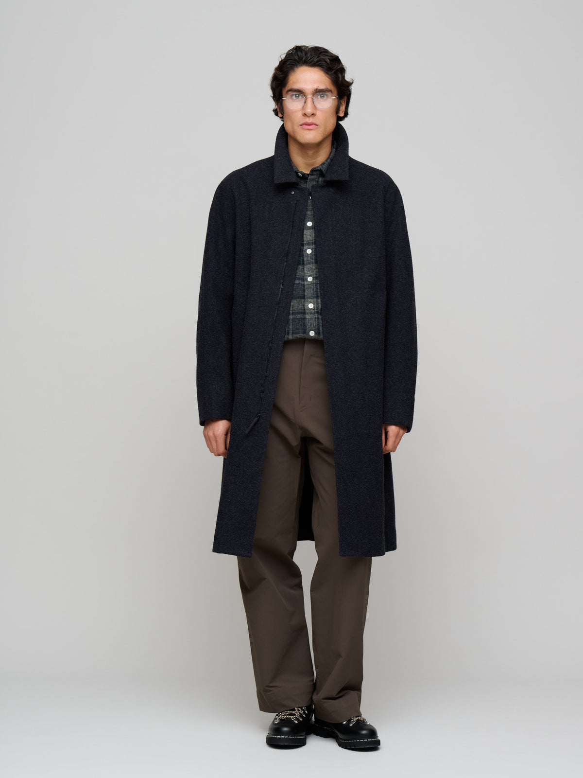 Alar Wool Coat, Black Heather