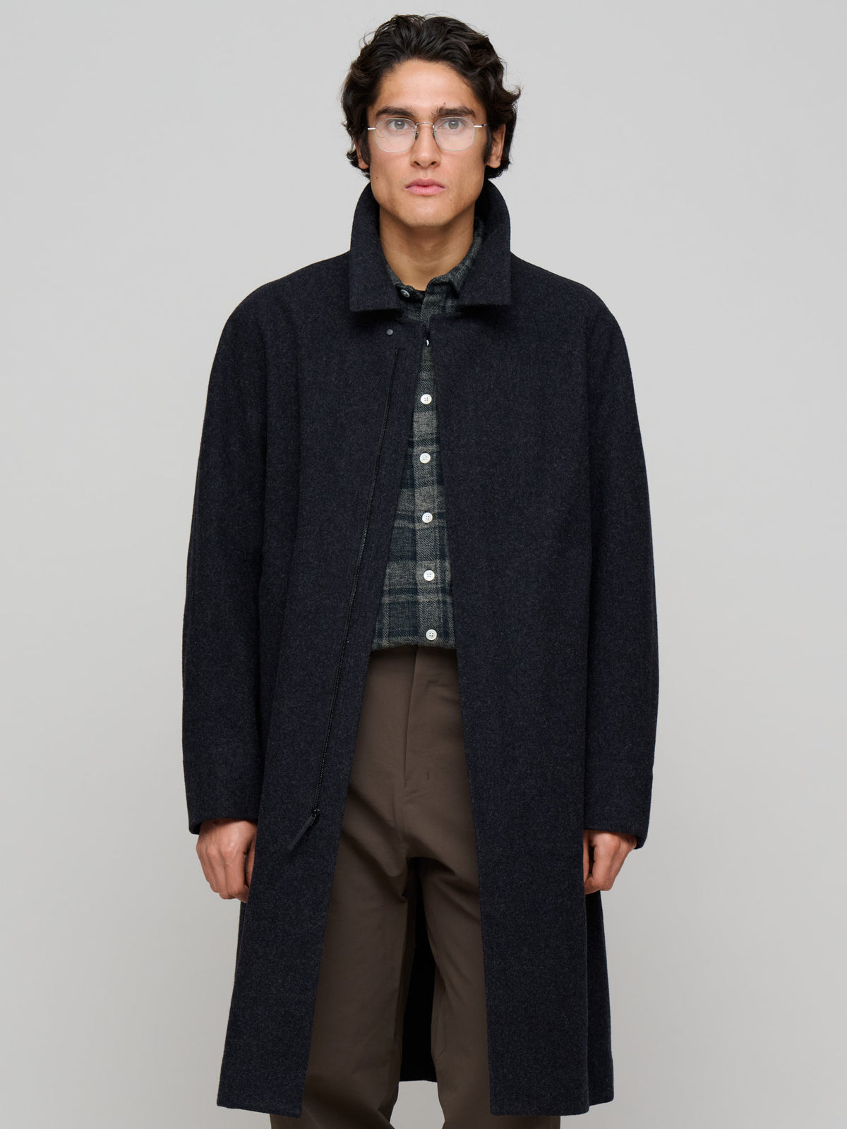 Alar Wool Coat, Black Heather