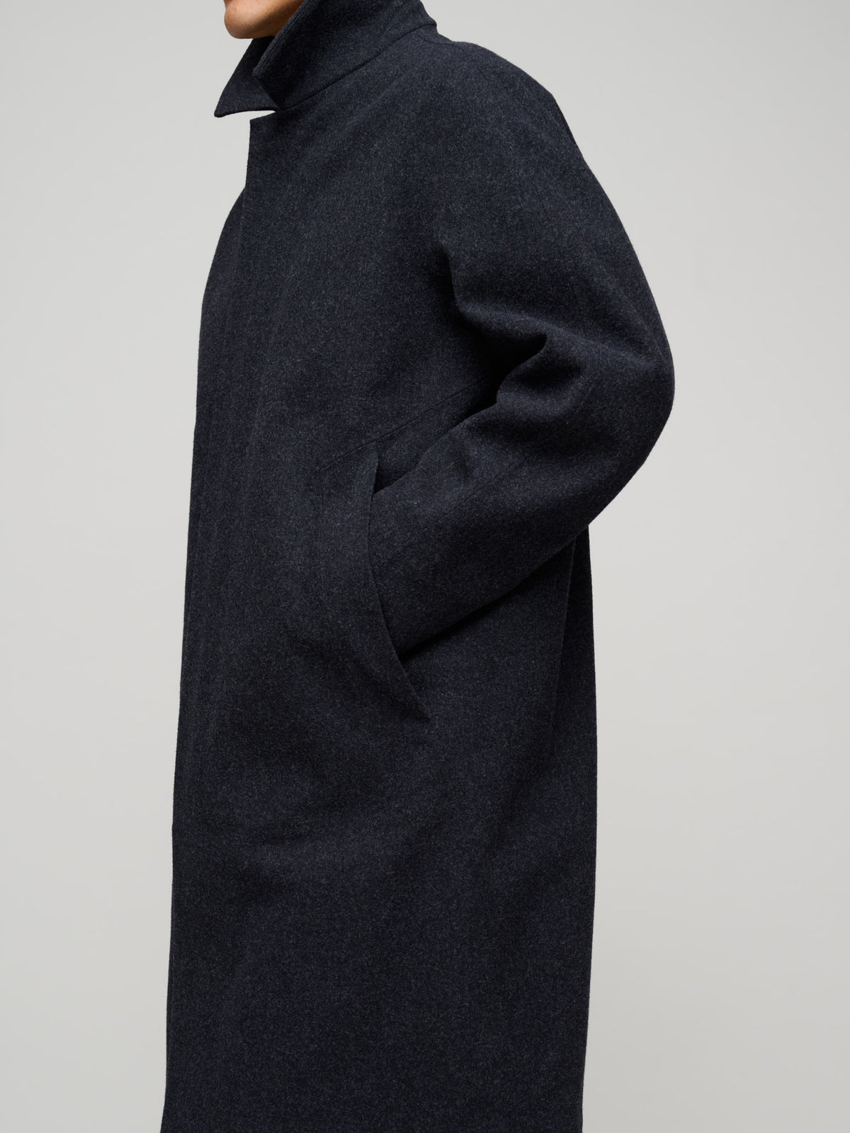 Alar Wool Coat, Black Heather