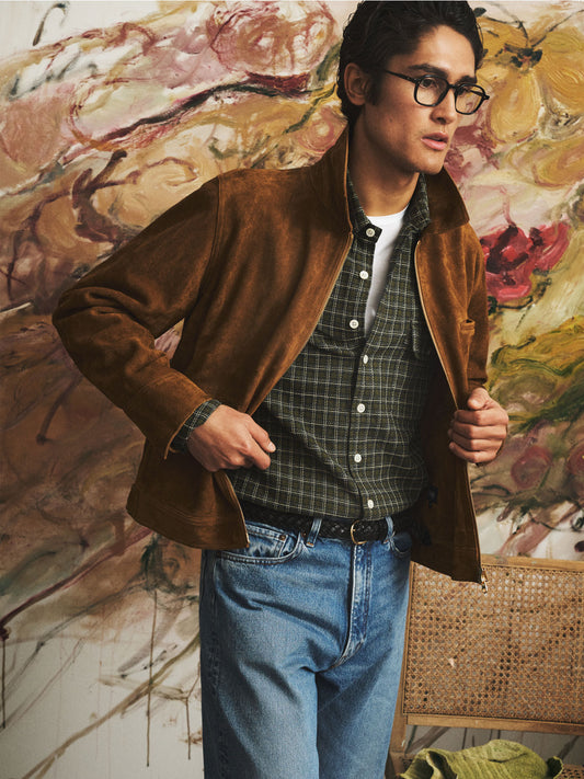 Raw Suede Blouson, Snuff