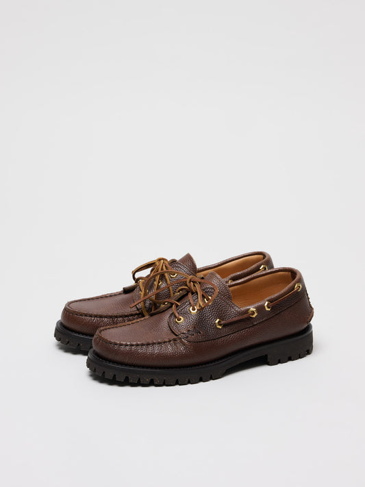 Italian Hex Eye Boat Shoe w/ Cortina Sole, Pale Brown