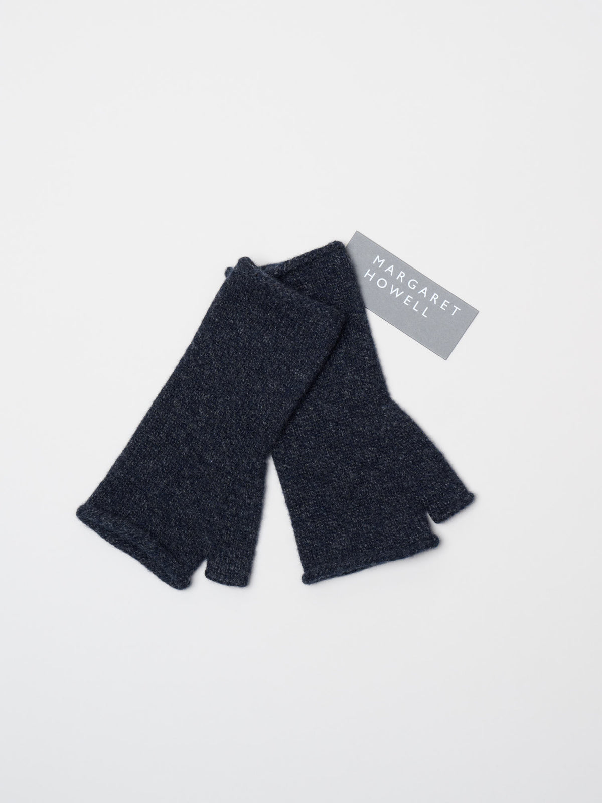 Shaped Fingerless Mittens Merino Cashmere Twist, Navy & Charcoal
