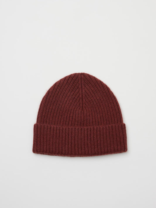 Ribbed Cashmere Beanie, Rust