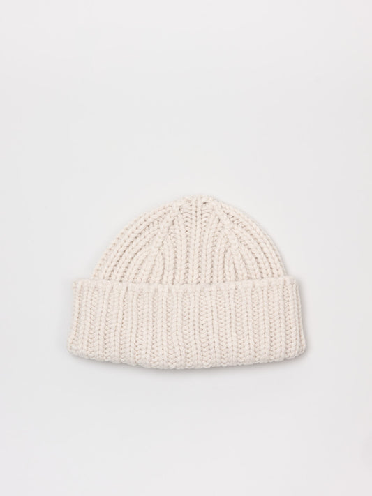 Chunky Rib Beanie Merino Cashmere, Cream