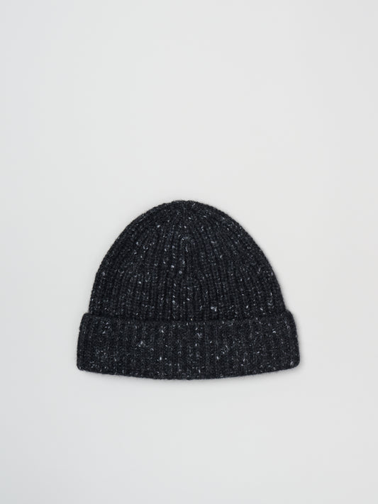 Cashmere Nep Knit Cap, Mix Black