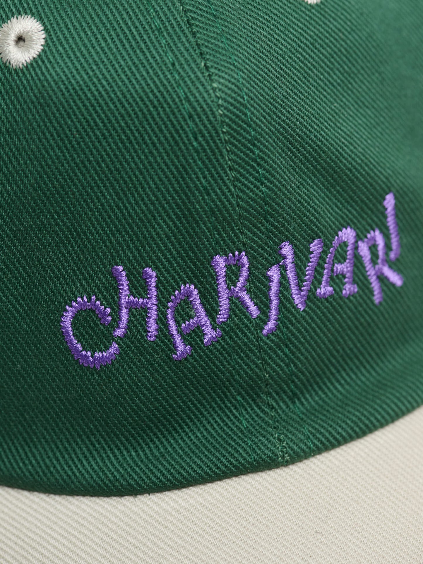 Charivari Twill Baseball Cap, Green & Ecru