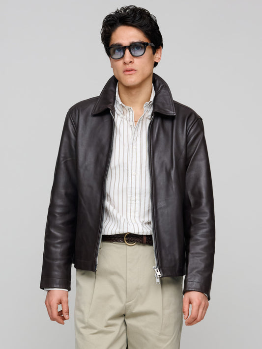 Short Leather Jacket, Brown