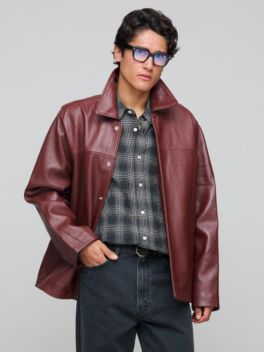 Coach Leather Jacket, Burgundy