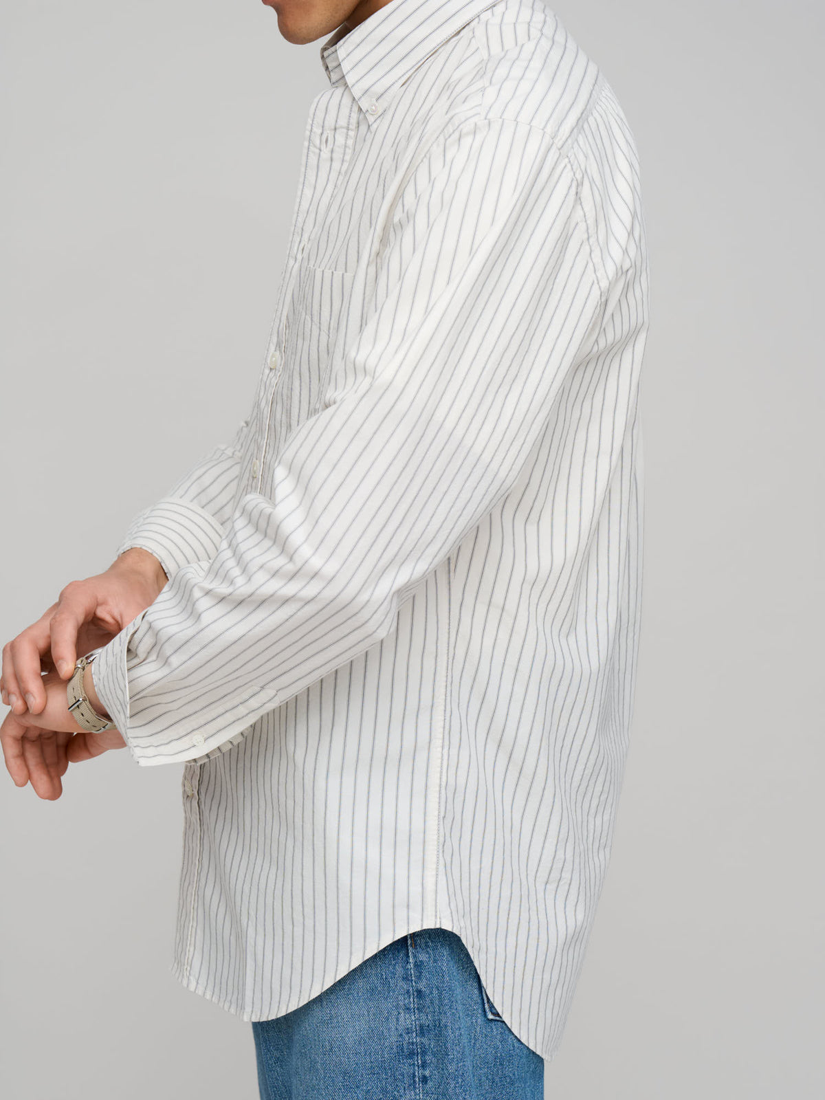 American BD Fine Double Stripe, Charcoal/Ecru