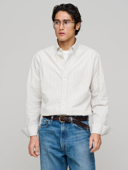 American BD Fine Double Stripe, Charcoal/Ecru