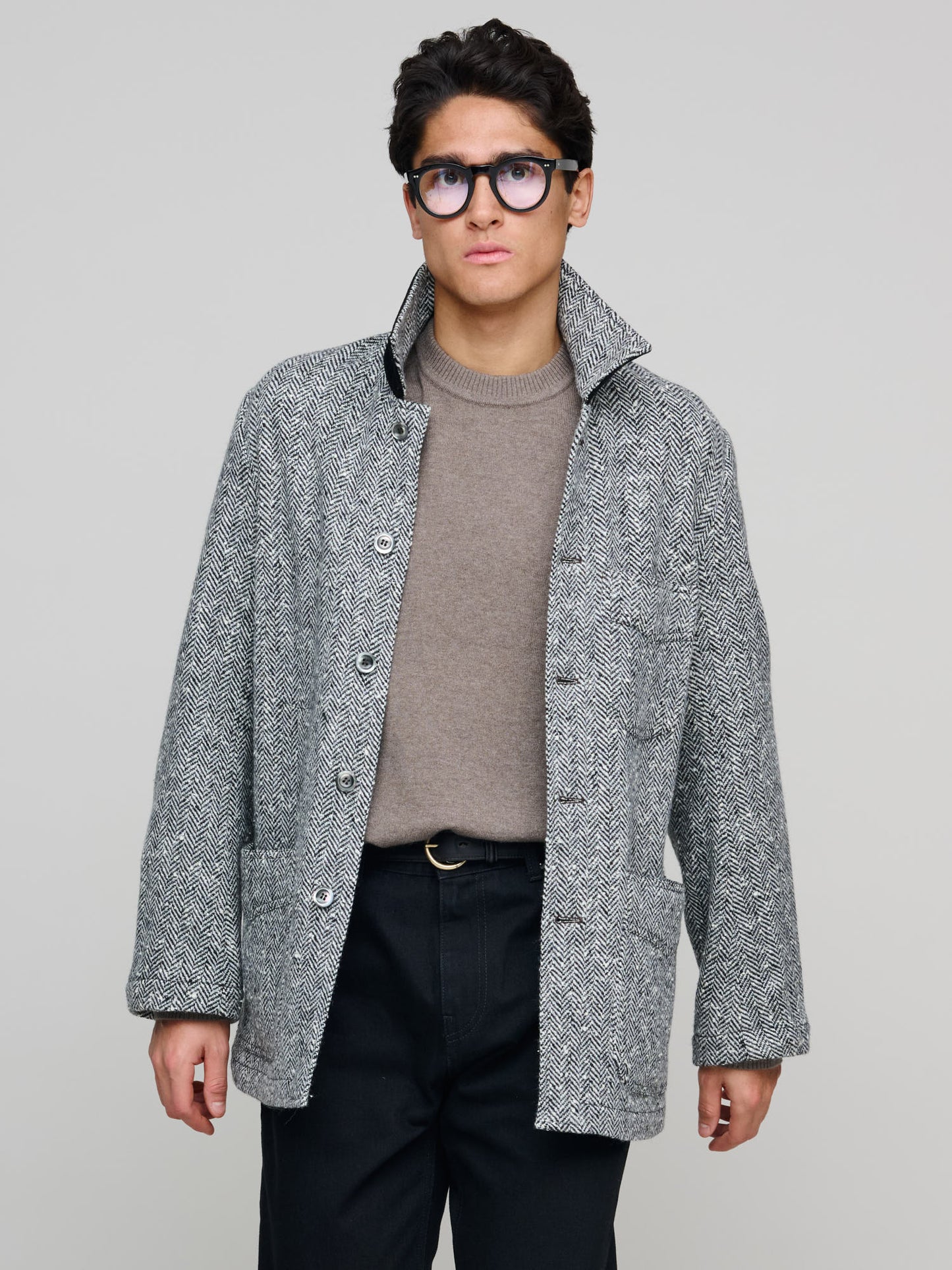 Cat Posh Plage Coat Wool Herringbone, Salt & Pepper