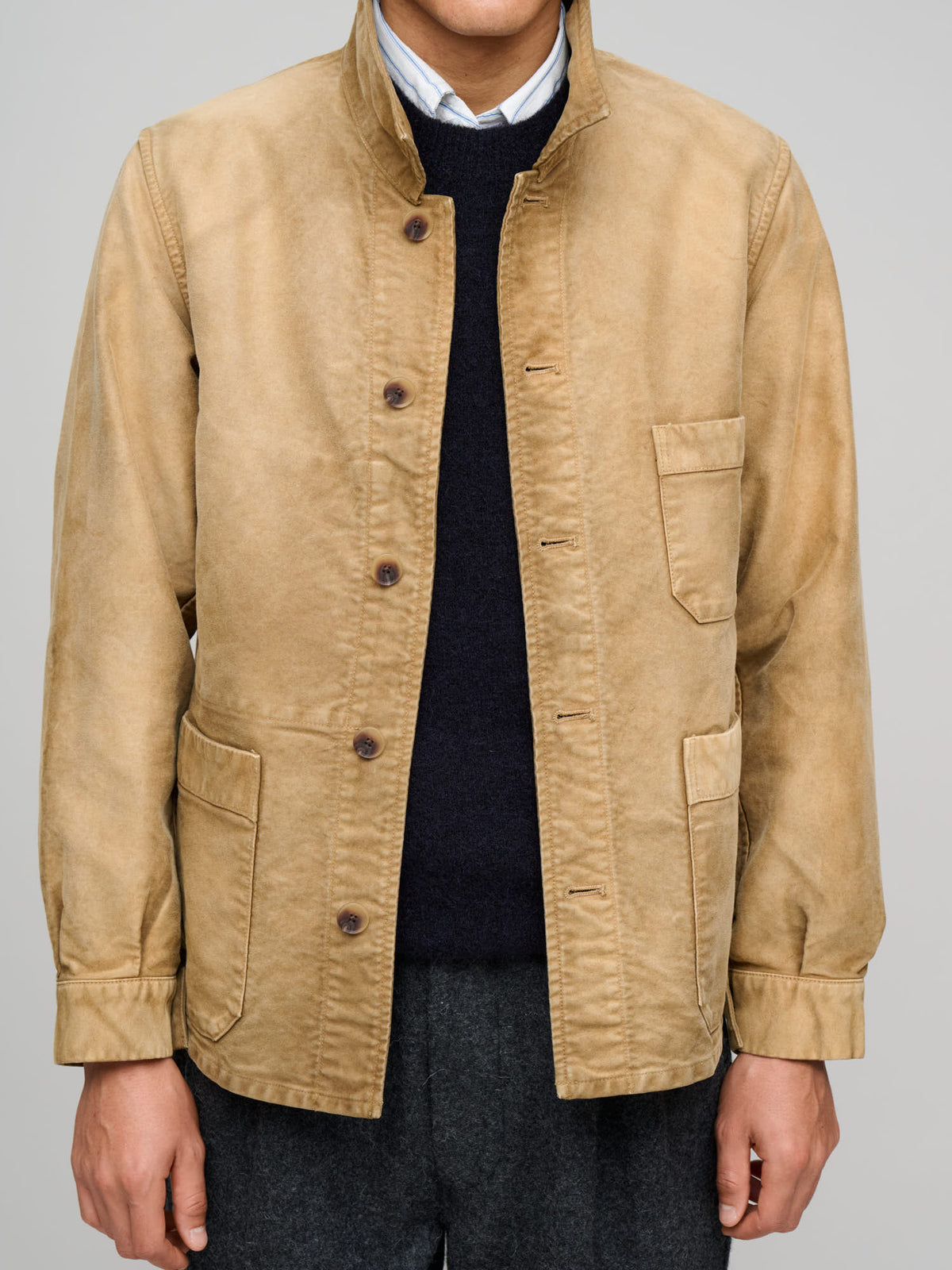 Garment-Dyed Organic Cotton Heavy Moleskin Coverall, Faded Brown