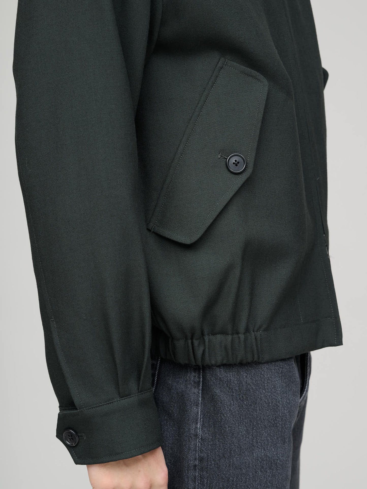 Zip Through Bomber Jacket Double Twisted Wool, Pewter