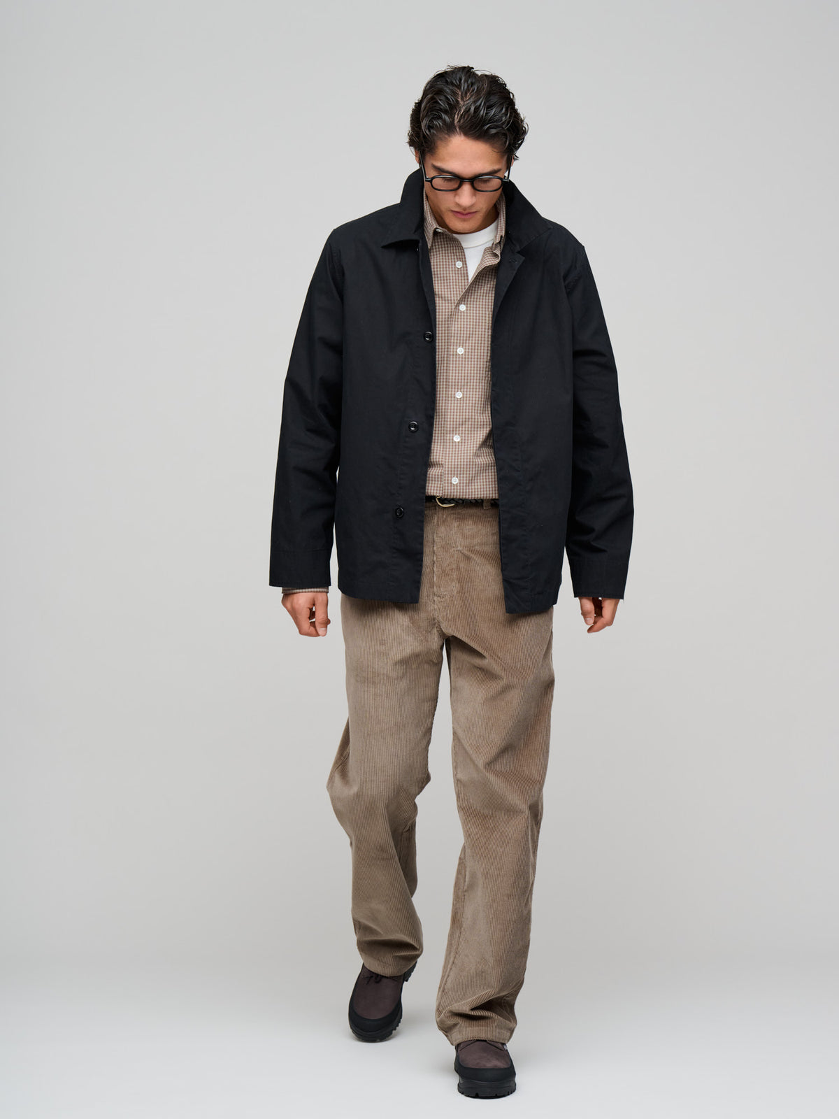 Boxy Overshirt Crisp Cotton Poplin, Black