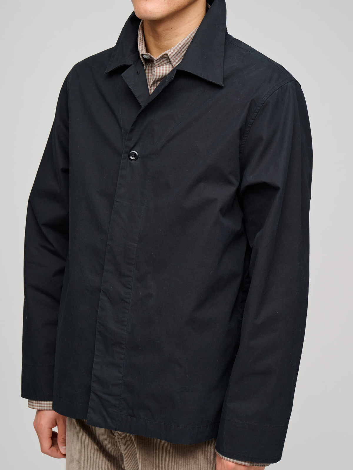 Boxy Overshirt Crisp Cotton Poplin, Black