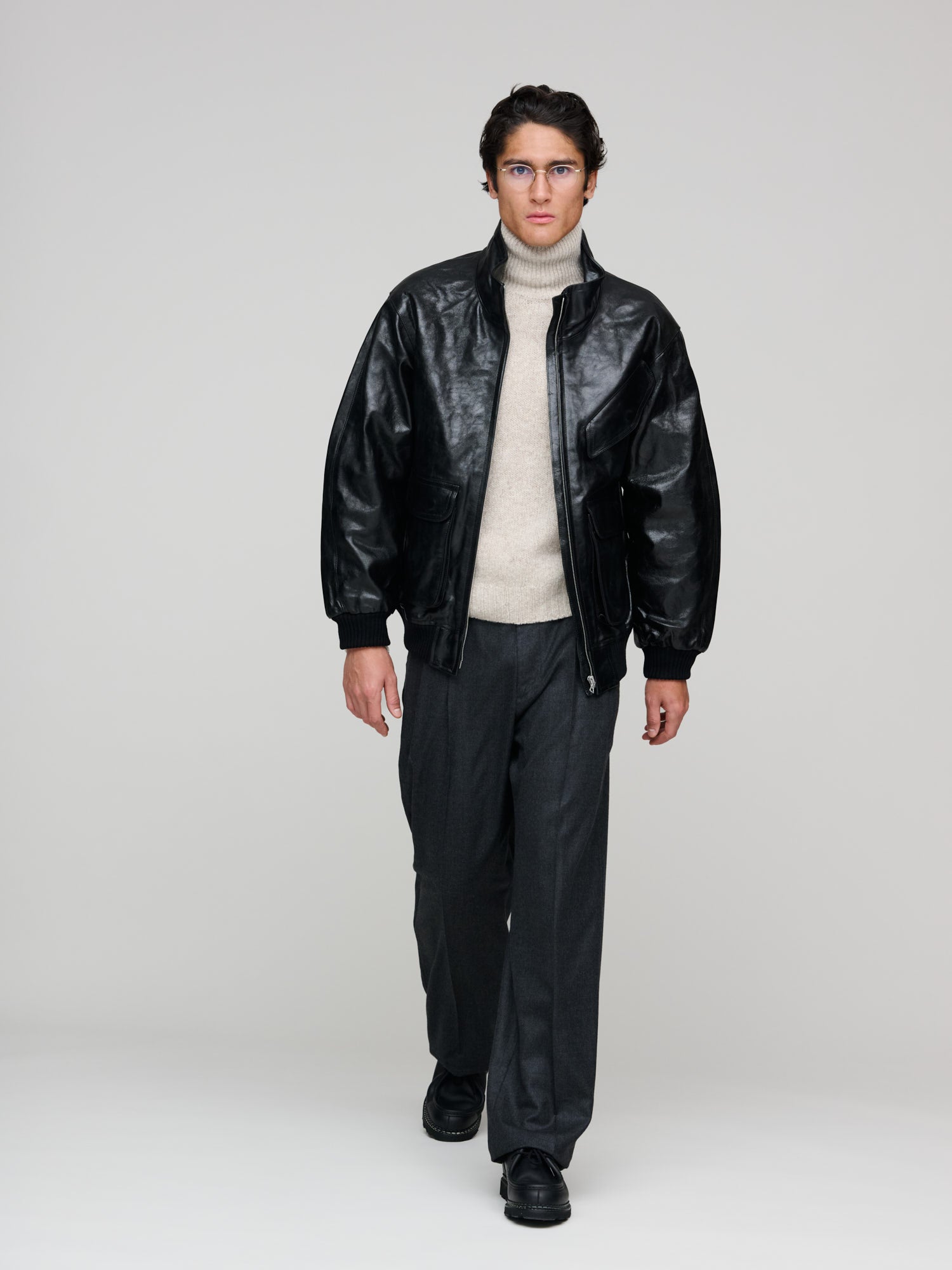 Lamb Leather Zip Blouson, Black – Goods