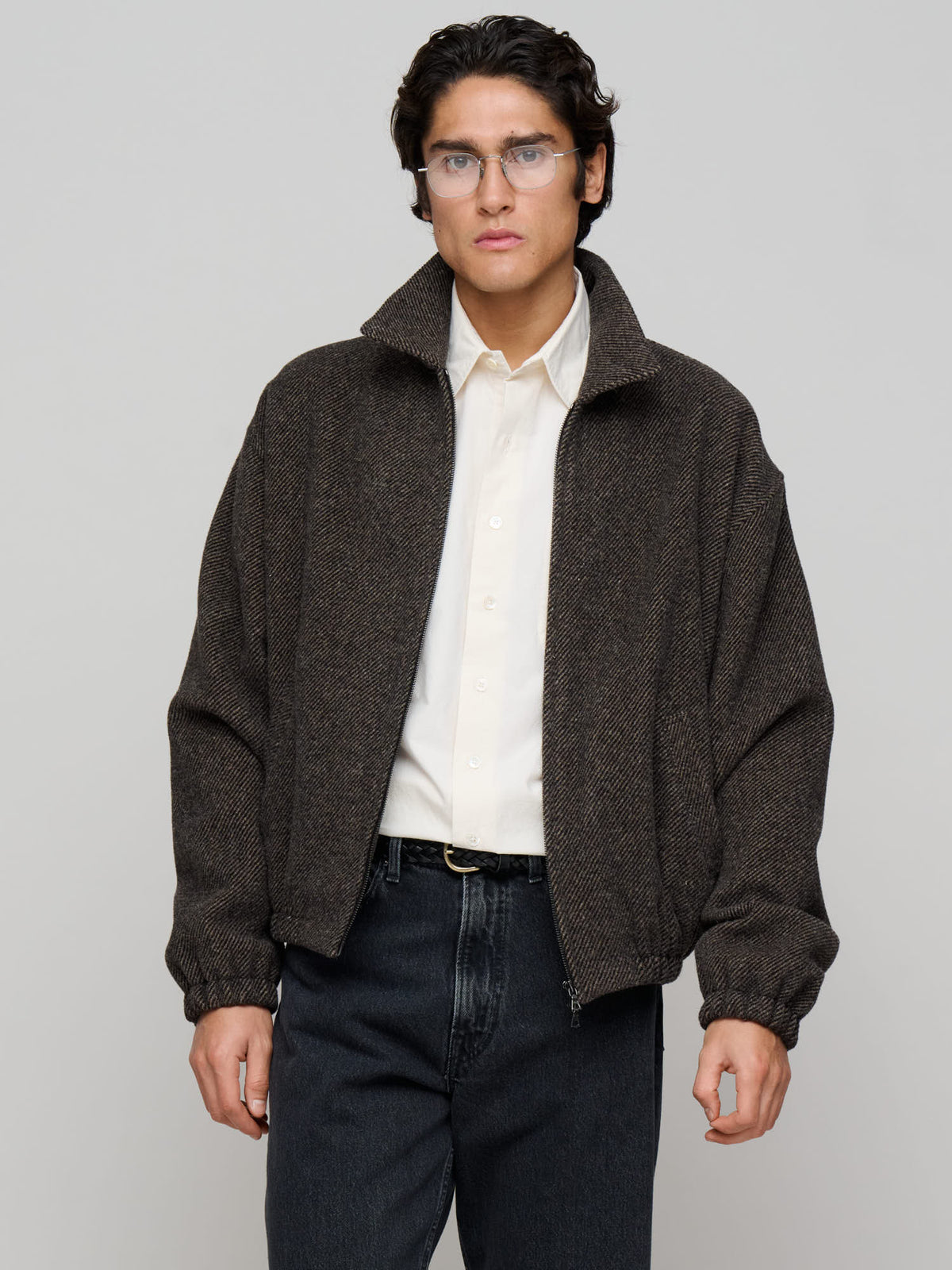 Driving Jacket Wool, Brown/Black