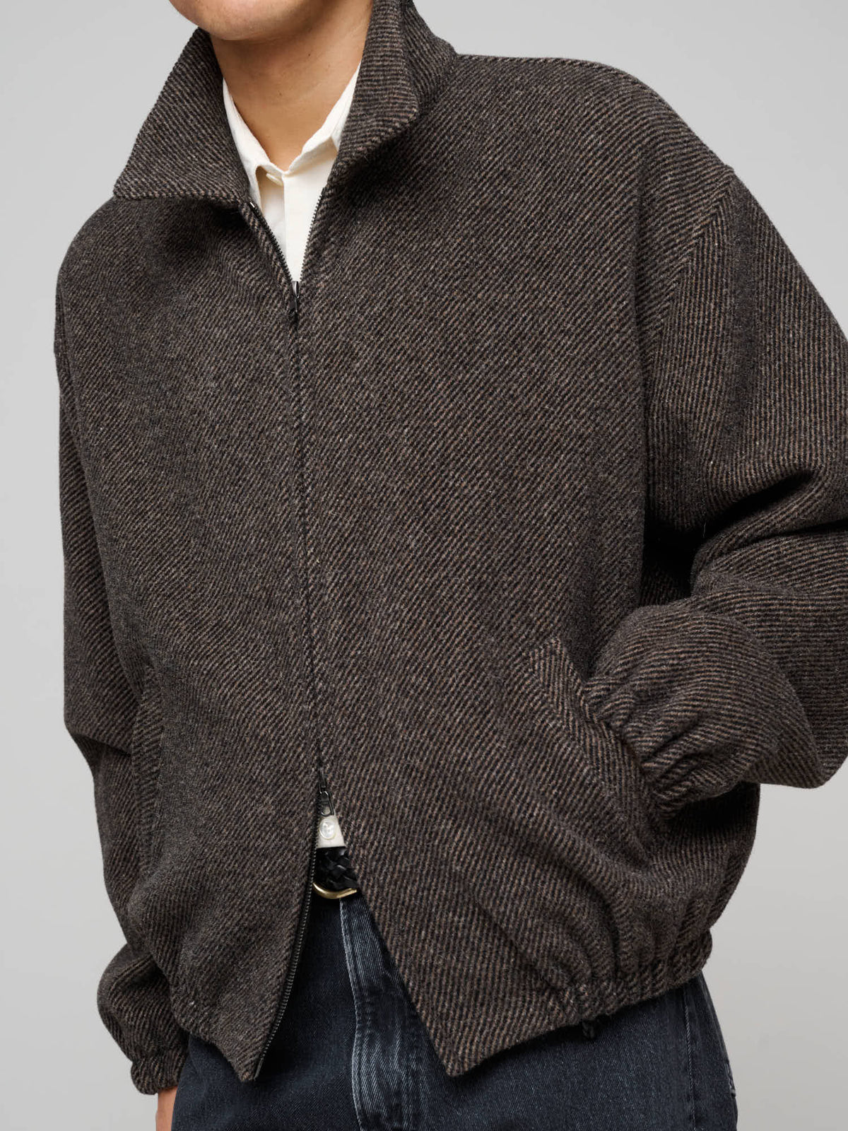 Driving Jacket Wool, Brown/Black