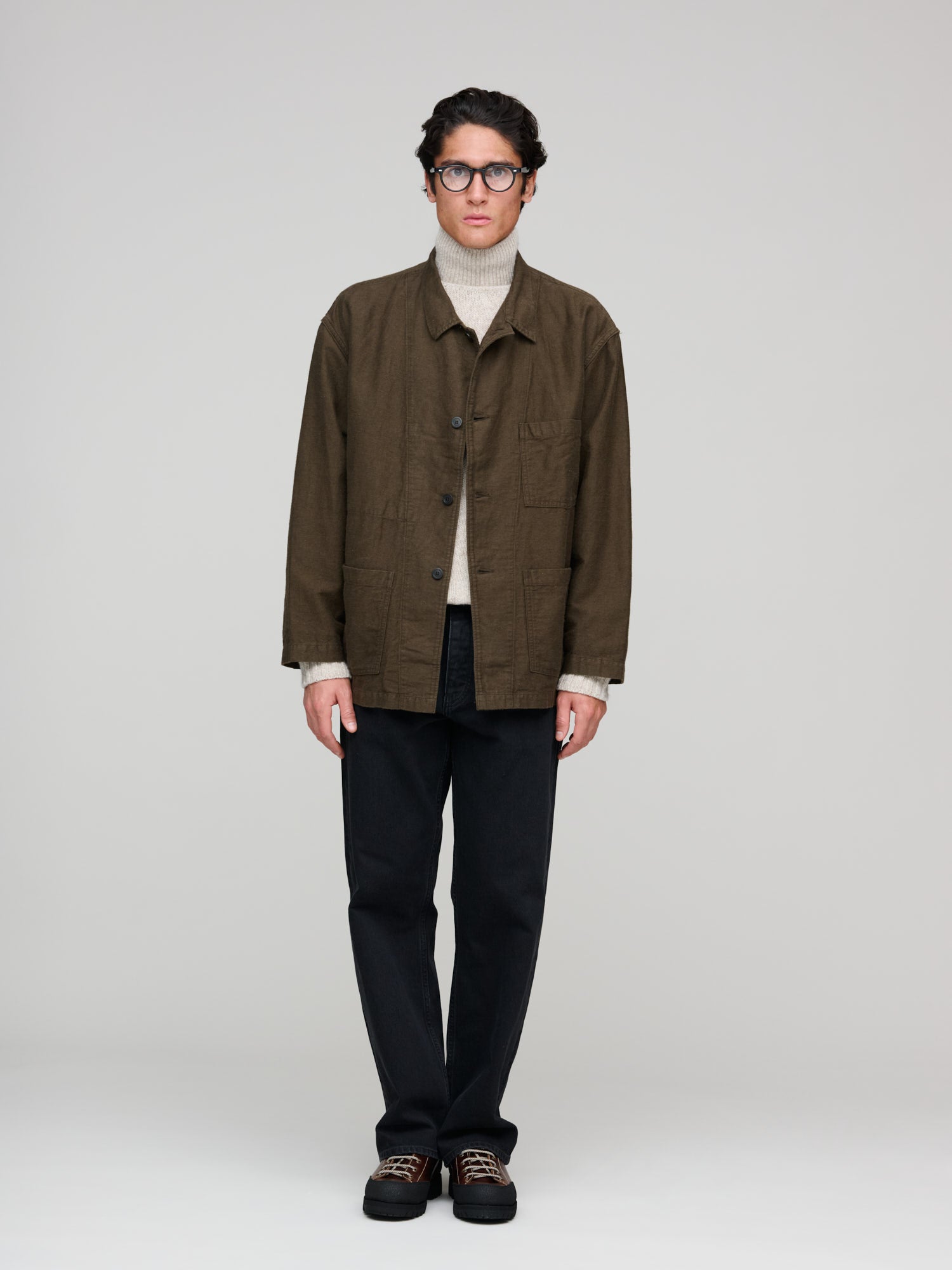 ジャケット・アウター MONOHA Coated cotton work jacket / brown Coated cotton work jacket (wine / brown / black) : MONOHA