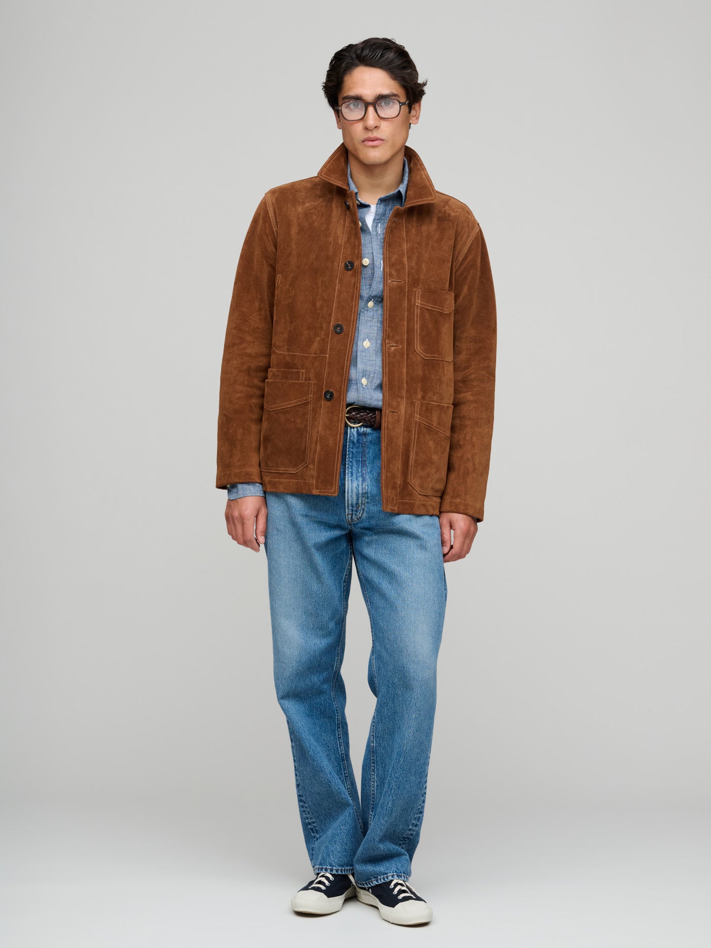 Heavyweight Suede Five-Pocket Chore Jacket, Rust