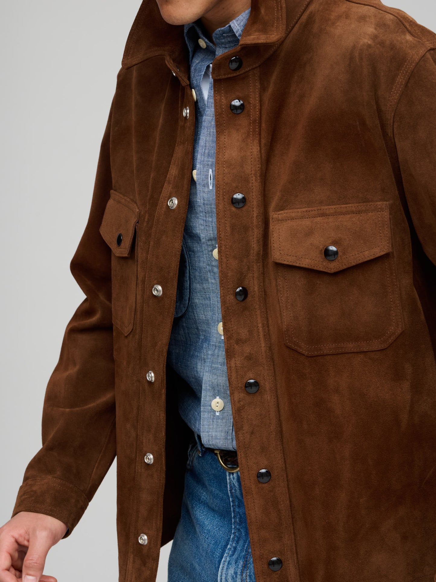 Roughout Suede Overshirt, Dark Brown