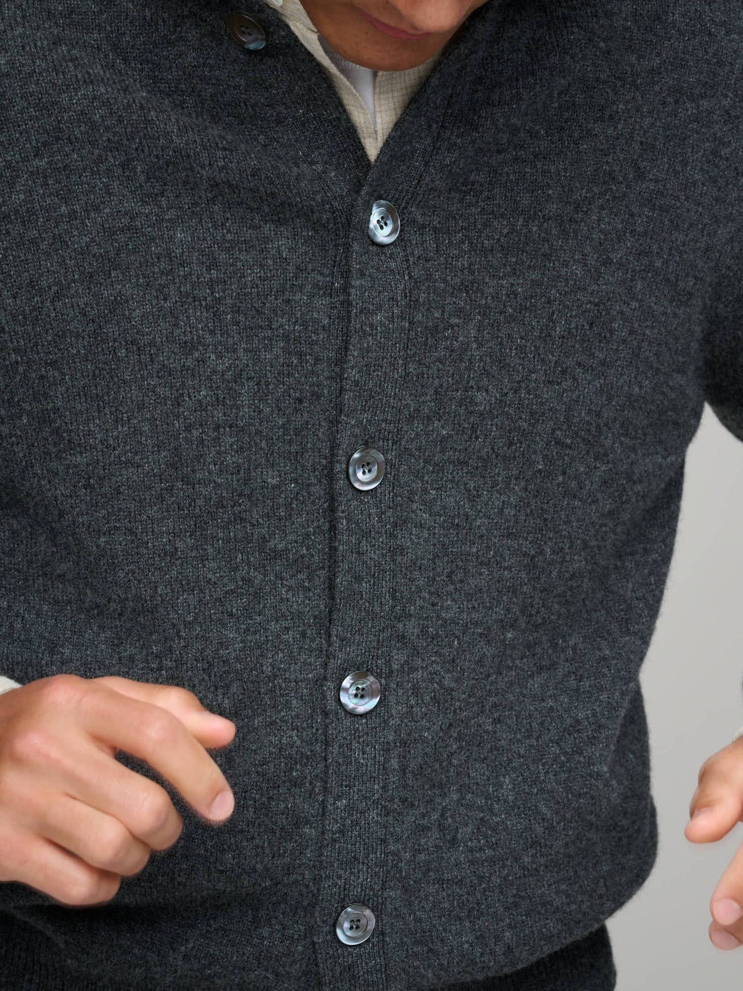 Polo Cardigan, Dark Grey Melange