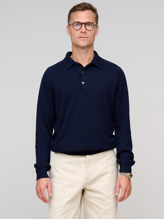 Merino Polo, Dark Navy